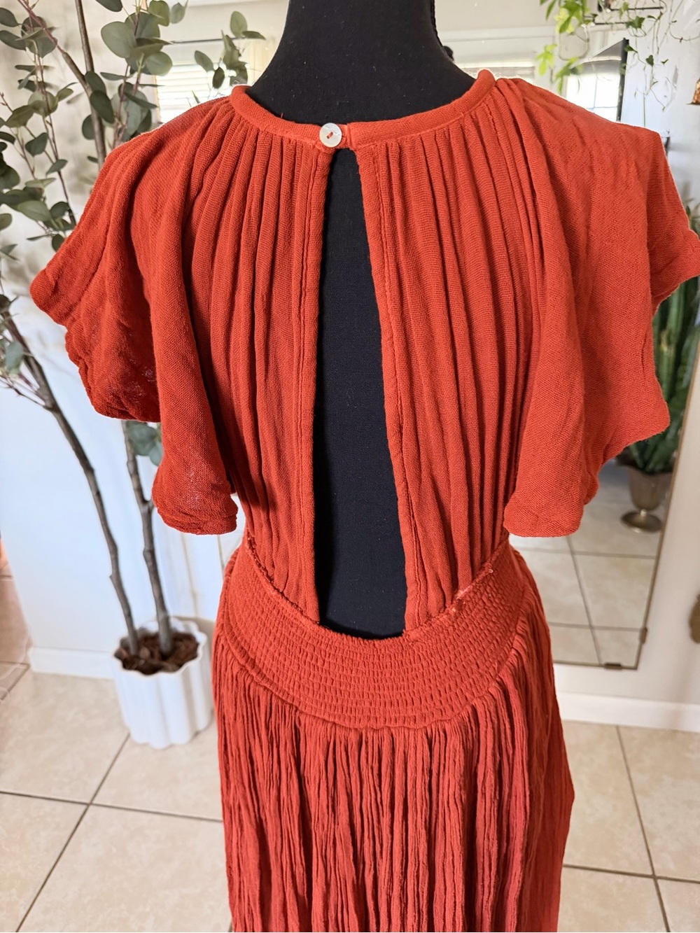 NEW Jen’s‎ Pirate Booty Monaco Gauze Maxi Dress Burnt Orange M/L - Picture 6 of 13
